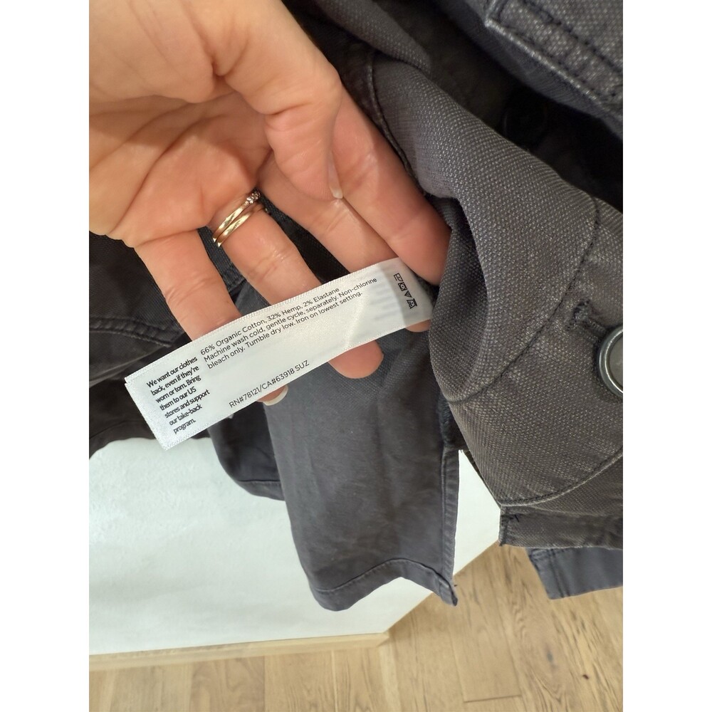 Eileen Fisher Oversized Organic Cotton Hemp Utility Jacket Charcoal Gray Large L - Picture 6 of 7
